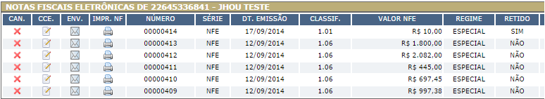 III O sistema apresentará as Notas Pesquisadas para o relatório desejado, bastando clicar em Gerar