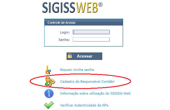 I - Acesse o site www.sigissweb.com.