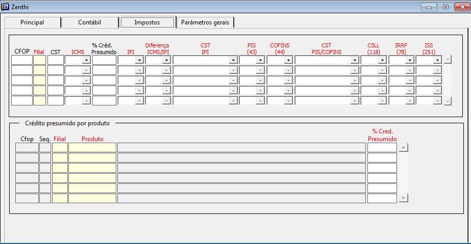 CADASTRO DE CFOP 195 Aba Principal: Verificar as CFOP desejadas e sua configuração, conforme imagem acima.