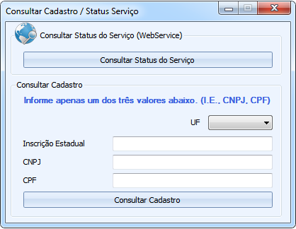 Consultar CTe/Lote: no menu lateral clique em " Complementos Consultar Cadastro/Serviço".