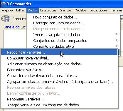 1.2 Dados no R Commander 11 Tabela 1.2: Notas de estatística de uma amostra de 8 alunos.