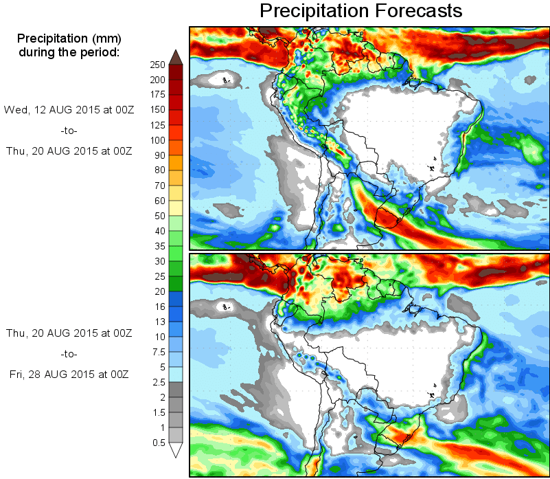 Fonte: http://wxmaps.org/pix/clim.html Figura 03 - Prognóstico climático para o período 12 a 28 de agosto de 2015.