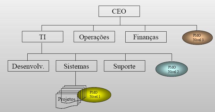 Tipos e Funções de um PMO Nível 1 Escritório de Controle de Projetos (Estação