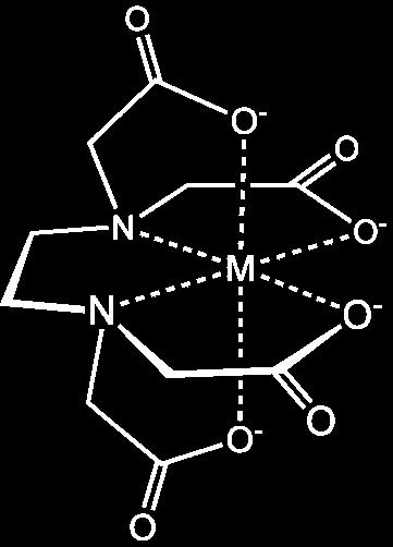 Metais em água: Agentes quelantes EDTA (Ácido etilenodiamínicotetracético) A ph acima de 11 o EDTA apresenta-se na forma totalmente ionizada (Y 4- ). Acidez (pk a ) pk 1 =0.0 (CO 2 H) pk 2 =1.