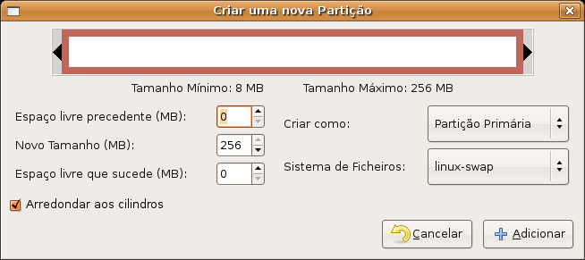 Cliquem com o botão direito do rato sobre Não alocado. Escolham Novo. Deve aparecer uma janela como esta: O objectivo é criar a partição principal.