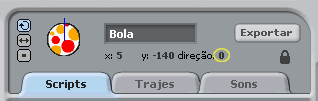 Veja que foram feitos dois scripts separados: um para o movimento da bola e outro para o teste.