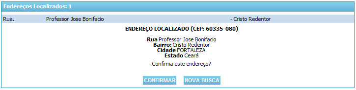 Confira o endereço realizado na busca e, em seguida, clique no botão Confirmar ; Se o