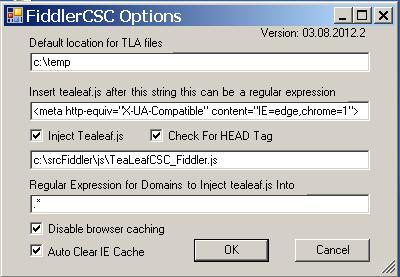 8. Clique em OK. Configurar Client-Side Capture No menu TeaLeaf CSC, selecione Opções.