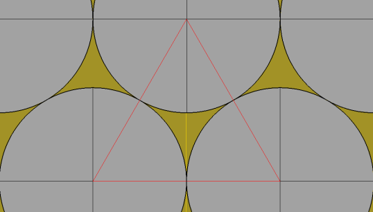Figura 7 Arranjo hexagonal das fibras O cálculo da fração volumétrica máxima de fibras é dado por: Onde: A f = área ocupada pela fibra na seção transversal A t = área total da seção transversal Para