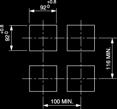 [5] Esboço e Dimensões da Abertura do Painel Tipo Esboço Abertura do painel (unidade:mm) Embalagem impermeável Suporte de montagem Para montagem lado a lado juntos (controladores n) PXR3 Painel