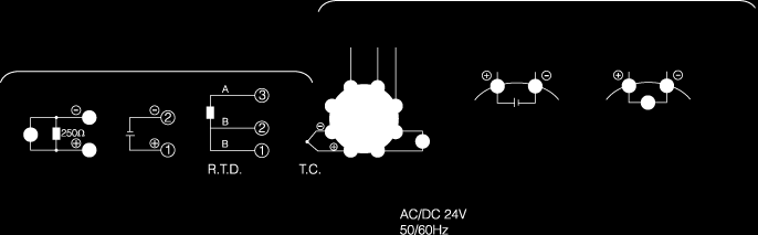 Micro Controlador PXR [11] Diagrama de conexão externa (1) Soquete de 11 pinos com funções de alarme Quando compatível com terminal de entrada do termopar PXW4/PXZ4/PXV4 (Quando um dos seguintes é