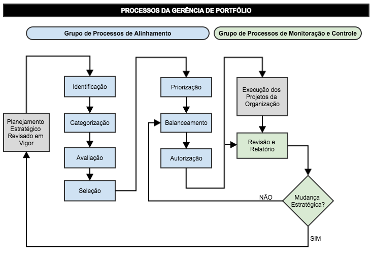 Figura 3. Processos da Gerência de Portfólio do The Standard for Portfólio Management. Adaptado de PMI (20
