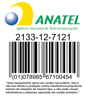 ANATEL Este produto está homologado pela Anatel, de acordo com os procedimentos regulamentados pela Resolução nº 242/2000 e atende aos requisitos técnicos aplicados, incluindo os limites de exposição