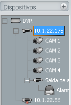 É possível verificar como as câmeras e as saídas de alarmes estarão disponíveis, conforme a imagem a seguir: Lista de câmeras e saídas de alarme Visualizar as imagens da câmera Para visualizar uma