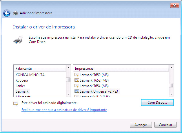 Imagem 31 Impressoras Lexmark, digite a linha abaixo: