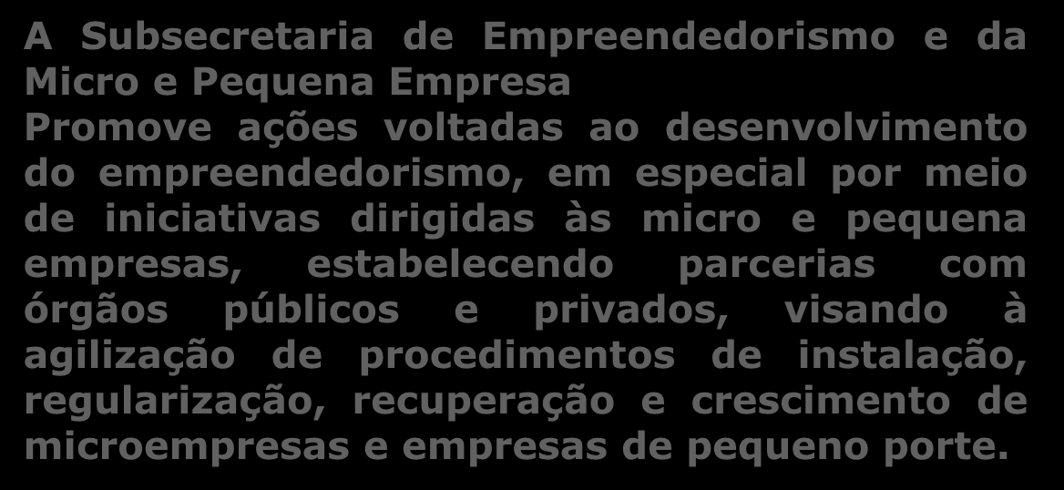 por meio de iniciativas dirigidas às micro e pequena empresas, estabelecendo parcerias com órgãos públicos e privados,