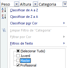 Caso precise da relação de atletas do sexo feminino, basta clicar na seta do cabeçalho Sexo e marcar somente Feminino. Os demais dados da planilha ficarão ocultos.