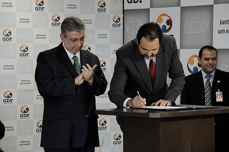 FALA DO MINISTRO DO MPS Garibaldi Filho e o governador do DF, Agnelo Queiroz, firmam protocolo de intenções para combater fraudes. (Brasília, DF. 10/5/2012.