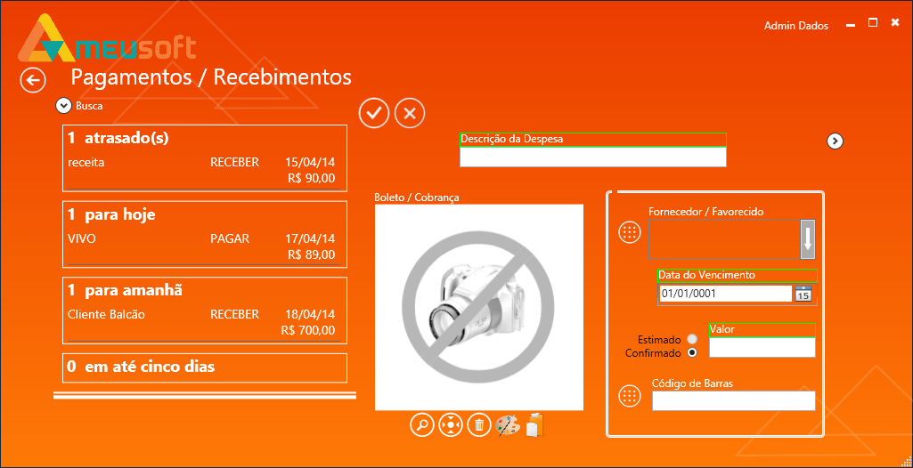 a) Para incluir um documento A PAGAR Clique em Preencha: Descrição: Informação para identificar a conta (título) Favorecido: Aquele a quem você vai pagar Ex: Bradesco Seguros, Cia de Energia,.