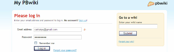 com tradução. Esqueceu sua senha? FIGURA 10: cópia da tela de login ao PBwiki (http://my.pbwiki.com).