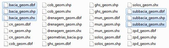 Dados geoespaciais em formato vetorial Arquivos no formato shapefile - bacia_geom Parte do Sistema de Informações Geográficas (SIG)