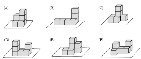 4. Construa figuras com cubos como as que estão representadas em baixo.