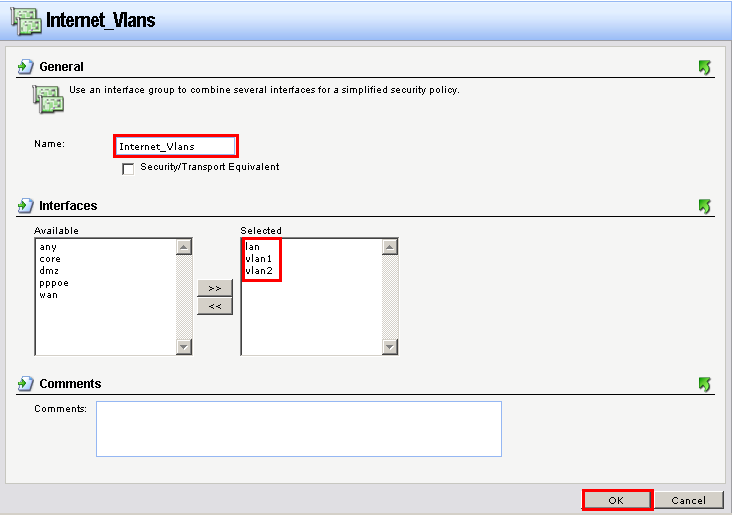 3.2 Acesse a opção Interface Groups > Add e adicione as interfaces criadas anteriormente no grupo de Vlans. 4.
