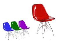Estrutura: Base em aço inox ou ferro cromado. Assento: Em acrílico com 10mm de espessura. Design: Charles Eames 0,47 x 0,74 x 0,57 Altura Assento: 47cm Peso do Produto: 10 kg Estrutura: Em aço inox.