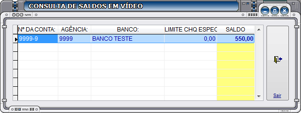 saldo de suas contas bancárias cadastradas.