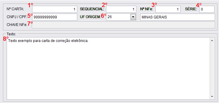 preenchido automaticamente pelo sistema. 2º SEQUENCIAL Significa o número de correções da Nf-e. (Cada NF-e pode ser corrigida 20 vezes) 3º NºNFe Informe o número da nota a ser corrigida e tecle ENTER.