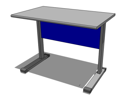 40 Mesa professor: 28 Estrutura: Pés com sustentação horizontal inferior em tubo de aço com seção retangular e cantos arredondados de 30x70mm e espessura 1,5mm.