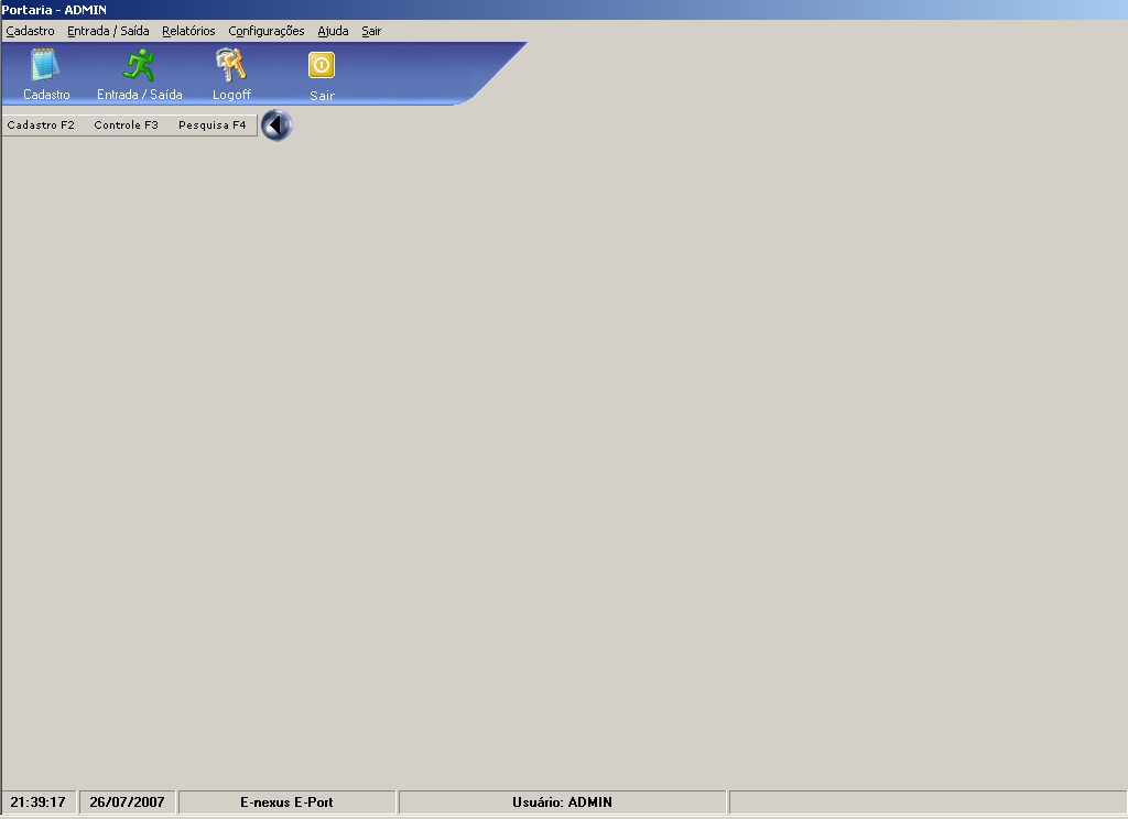 Manual e Documentação A nova versão 2007 do E-Port teve um aumento na segurança e integridade do sistema de controle de portarias, porém ainda conta com o mesmo visual fácil, acessível e funcional de