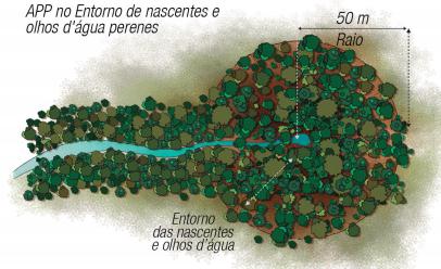 2.2.2 Nascentes e Olhos da Água metros); São APPs as áreas no entorno das nascentes e dos olhos d água perenes, no raio mínimo de 50m (cinquenta Tabela 2- APPs de Nascentes e Olhos da Água Definições