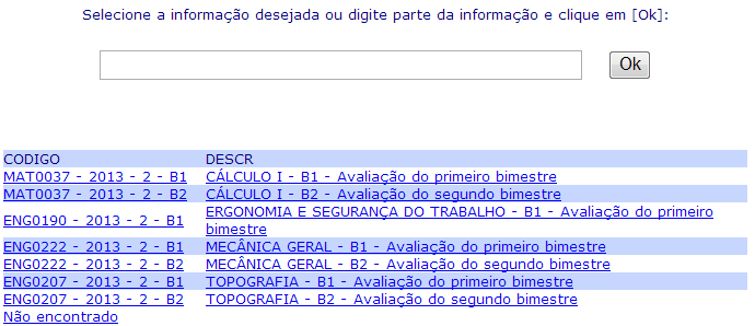 Após seleção das disciplinas