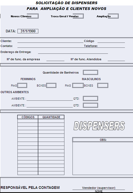 ANEXO III SOLICITAÇÃO DE DISPENSERS PARA