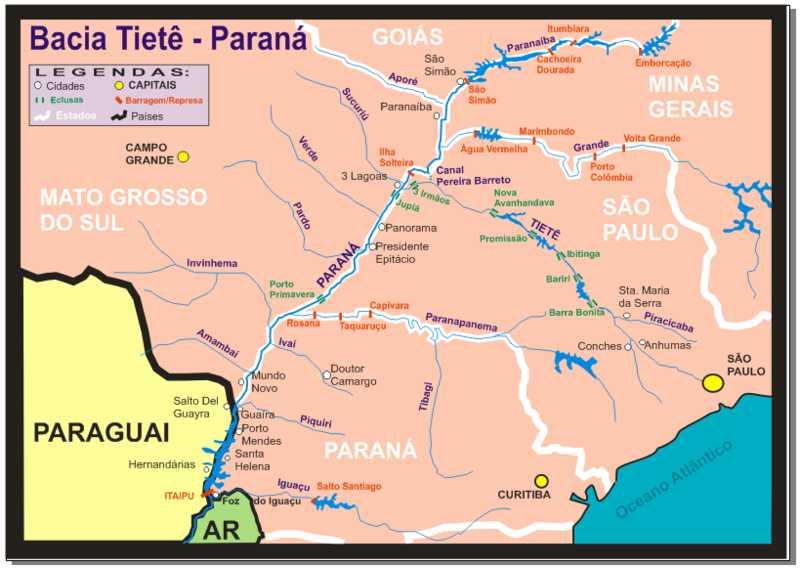 Tietê; Cachoeira Dourada, Itumbiara e São Simão, no rio Paranaíba; Furnas, Jaguara, Marimbondo e