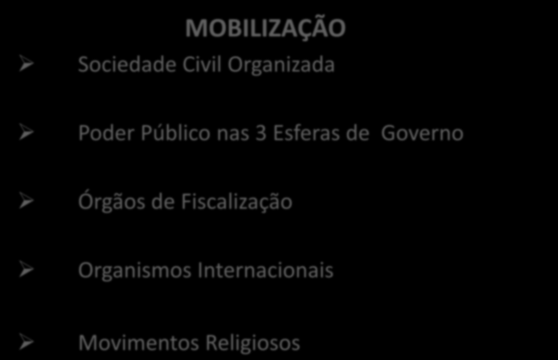 MOBILIZAÇÃO Sociedade Civil Organizada Poder Público nas 3 Esferas de