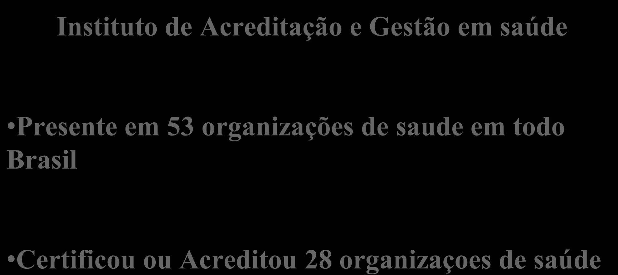 Instituto de Acreditação e Gestão em saúde Presente em 53 organizações