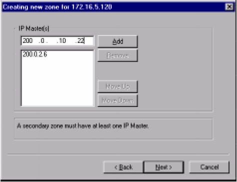 Figura 25 - Definindo uma Zona Reversa Secundária de DNS - Servidores Windows NT 4.0 Clicando no botão Next, será apresentada a tela Zone Info.