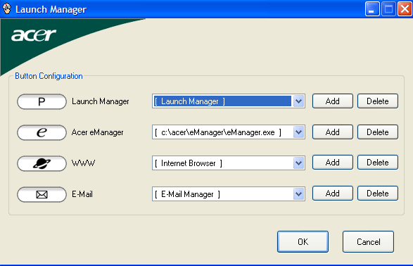 23 Launch Manager O Launch Manager permite configurar os 4 botões de activação rápida que se encontram acima do teclado.