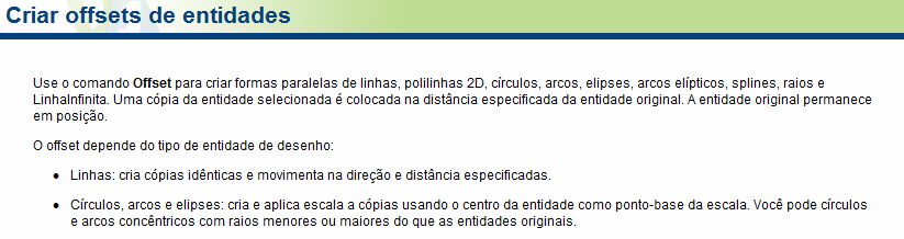 Comando Copiar Menu: Modificar Copiar Barra de ferramentas: Modificar Copiar Entrada de comando: copiar ou co Comando Offset Menu: