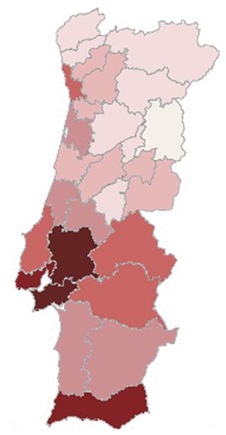 3. Empréstimos concedidos pelo setor financeiro às famílias Percentagem de devedores com crédito vencido do setor das famílias, por NUTS III, dezembro de 2014 0,2 0,1 0,0-0,1-0,2-0,3-0,4 Variação