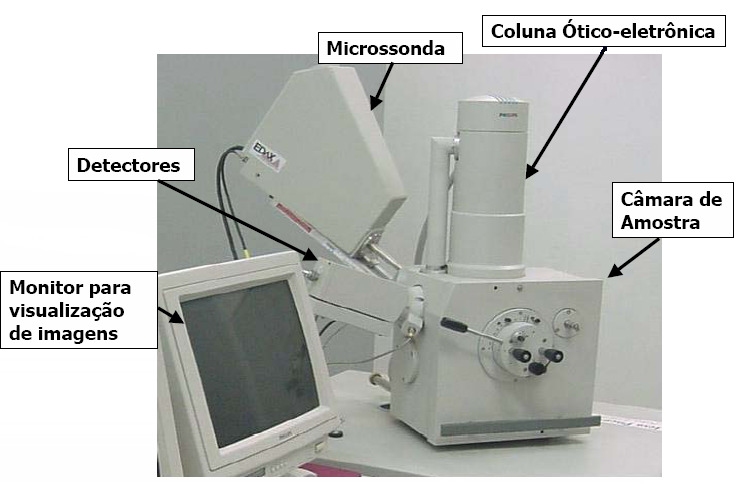 Microscópio Eletrônico de Varredura MEV Aumentos de até 900.