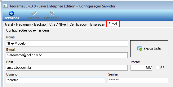 Ou ainda, o cliente pode utilizar o mesmo e-mail para todas as empresas registrada na Base de Dados. Na seção e-mail da Empresa realizar a marcação da escolha, Figura 19.