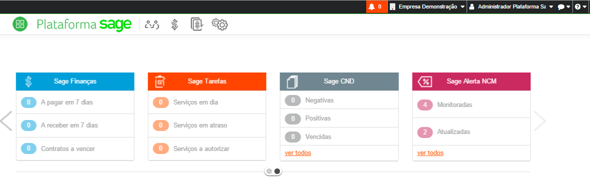 2.4. Painel de Controle O acesso ao Sage Alerta NCM poderá ser feito das seguintes