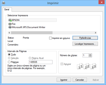Você verá a janela do aplicativo de impressão, como esta: 2.