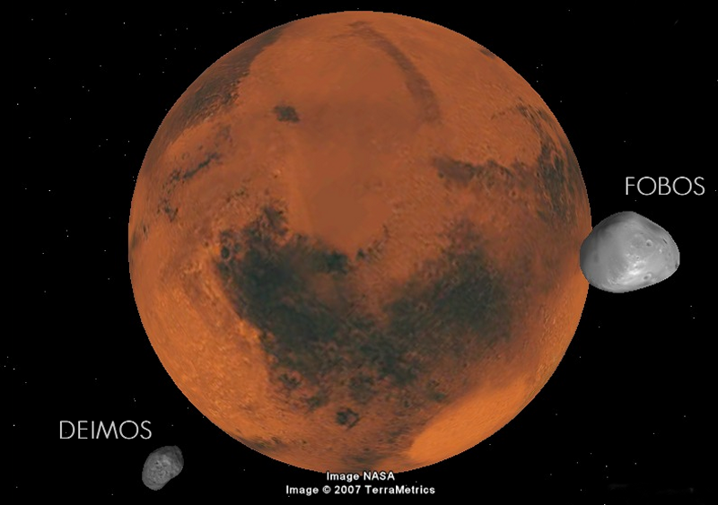 Figura 2: Fobos e Deimos, luas de Marte.