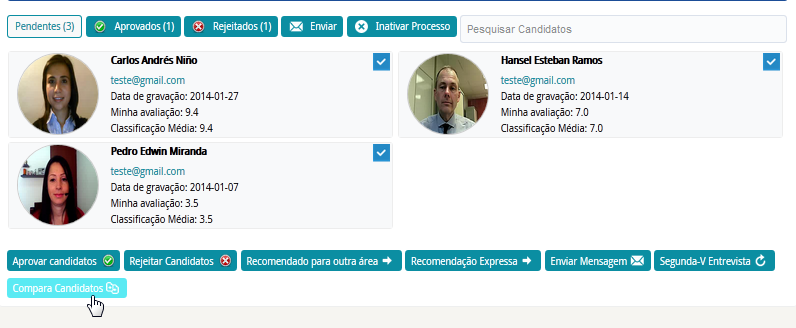 Compara Candidatos Selecione ( clique na caixa ) dois ou três candidatos