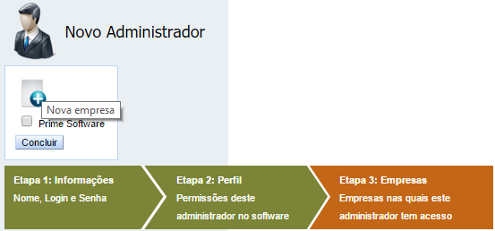 Listagem de administradores em PDF e XLS.