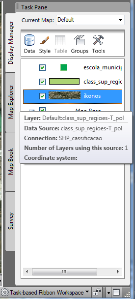 Obs.: Ative primeiro o layer bairros, clique em Top no View Cube. Em seguida ative o layer ikonos e depois o layer classificacao.